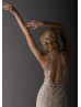 Sexy Halter Beaded Ivory Lace Tulle Keyhole Back Wedding Dress